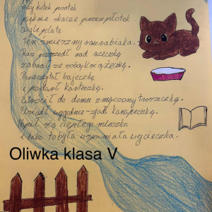 Zdjęcie fraszki Oliwki z klasy V
