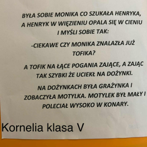 Zdjęcie fraszki Kornelii z klasy V
