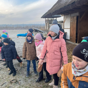 Dzieci karmią sarny i daniele