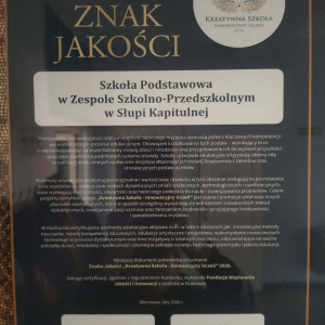 Certyfikat dla naszej szkoły