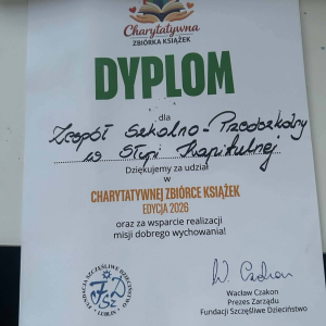 Dyplom dla naszej szkoły 